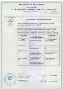 25.06.2015 Лесной - Pongs. Приложение к сертификату соответствия